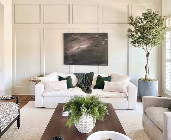Home staging - Bright living room with a white couch.
