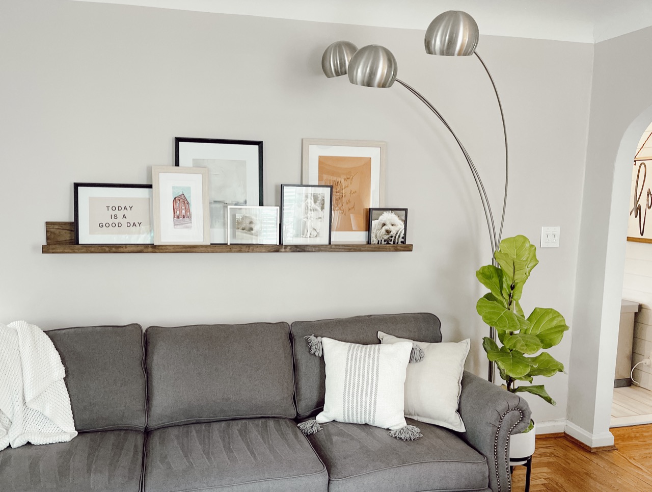 shelving decor above furniture 