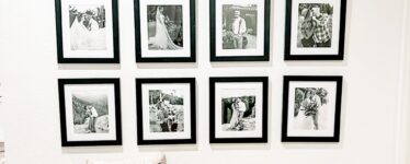 gallery wall with black and white frames