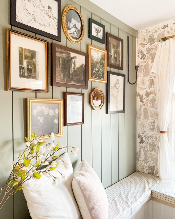 A beautiful romantic style gallery wall