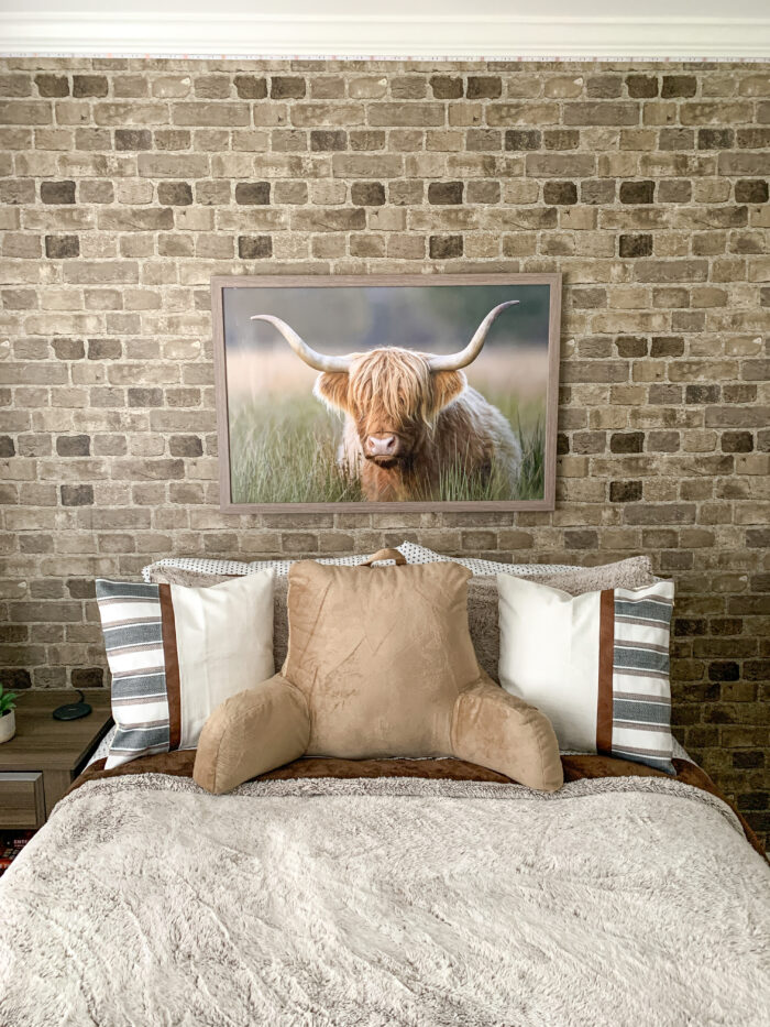 How to Hang a Frame on Any Wall: Brick wall with cow