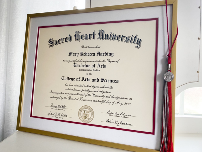 Framed diploma