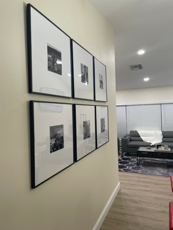Gallery wall of framed photos