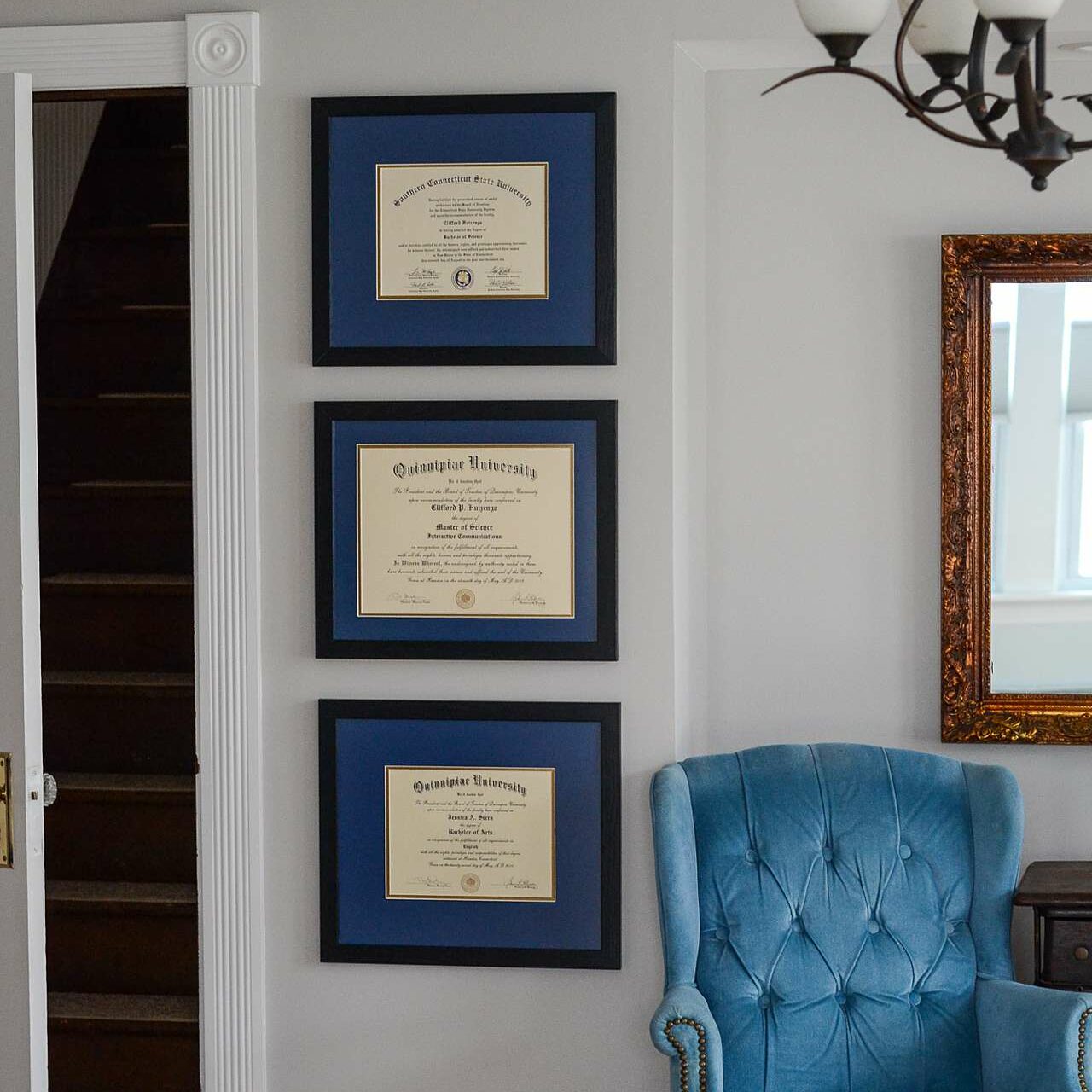 Framed diplomas