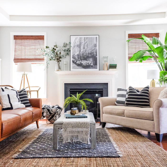 Real estate pictures of a bright living room