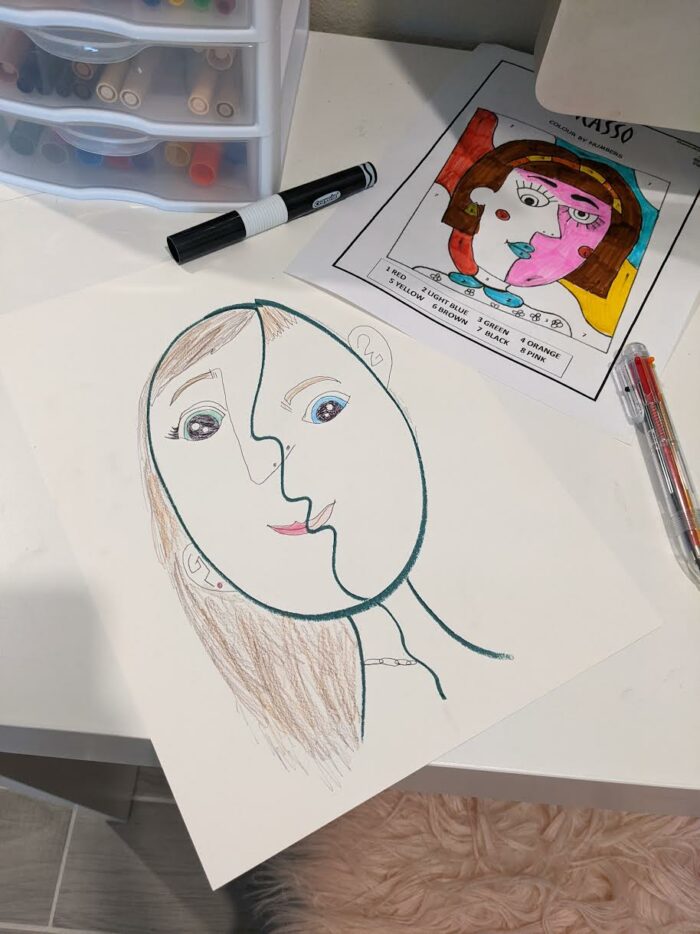 Framing children's art: An artistic self-portrait - Picasso style! 