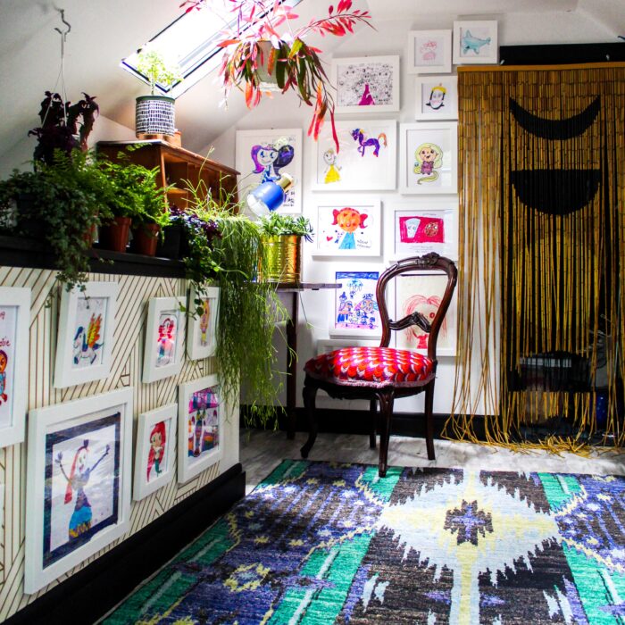 Framing Children's Art: 3 Teacher Approved Tips! 2 Framing Children's Art: A large gallery wall space dedicated to kid's artworks.