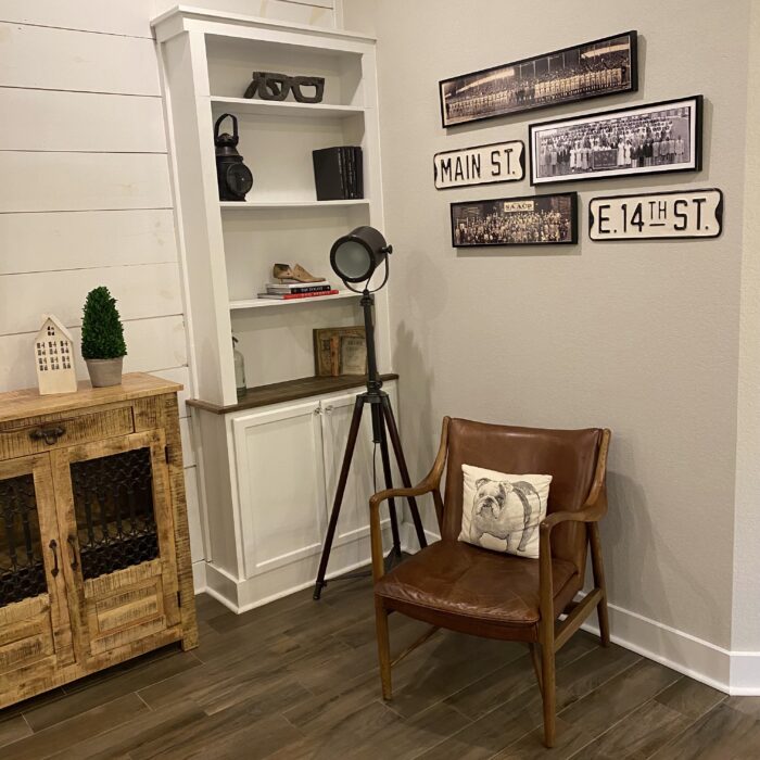 Book Nooks & Reading Corners: Built-in bookcase and cabinet space. 