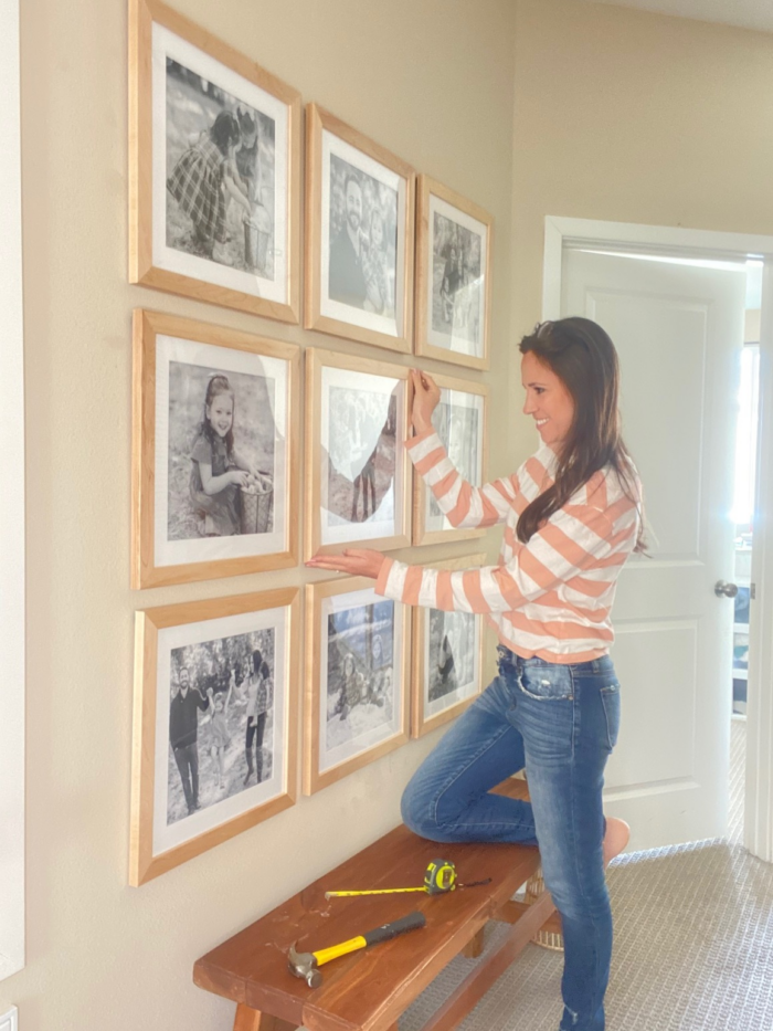 Framed mission statement and vision statement displays: Placing artwork on the wall.