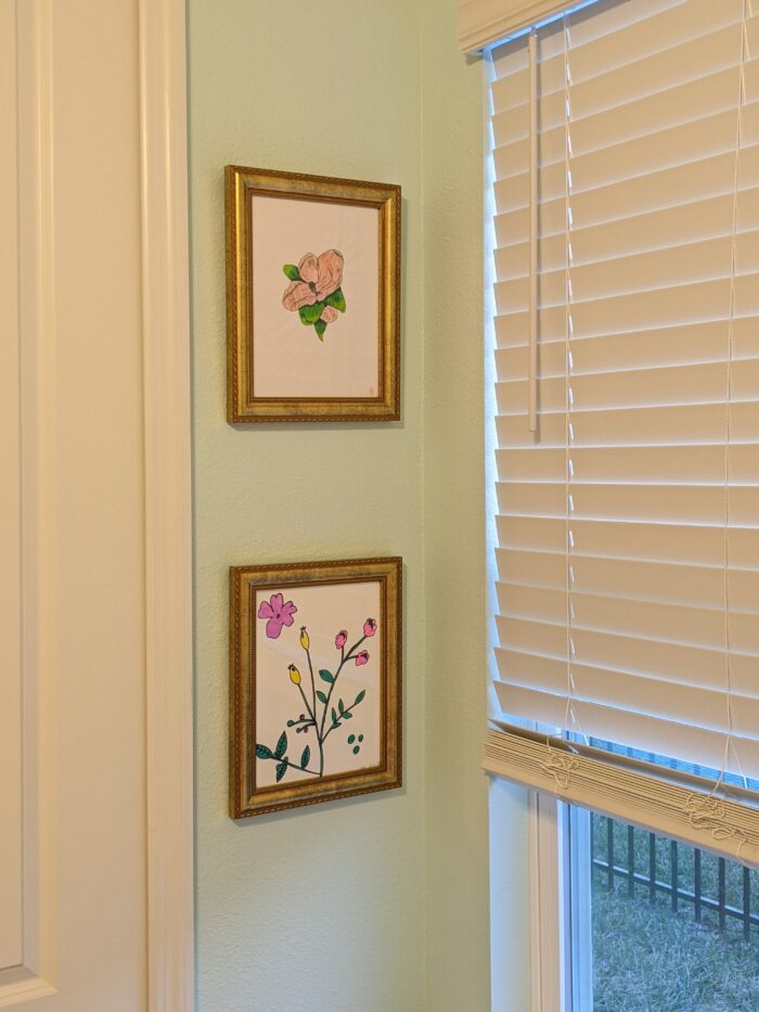 Children's art in a Granby frame in Gold