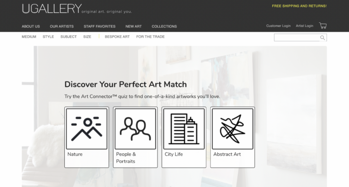 Art as a side gig: Ugallery website and storefront.