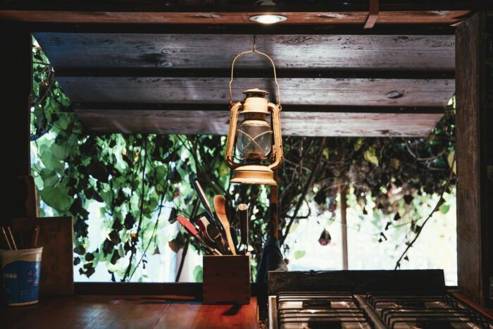 Cottagecore Kitchen Decor: lantern over the stove.