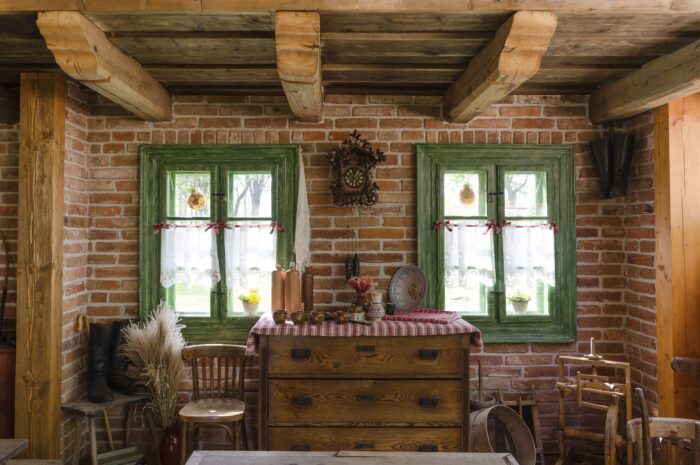 Cottagecore Kitchen Decor: Old dresser and wooden chairs