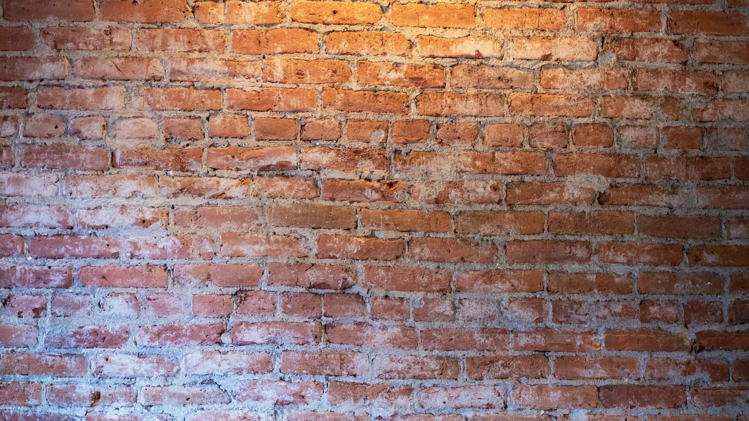 White cast or residue on brick walls