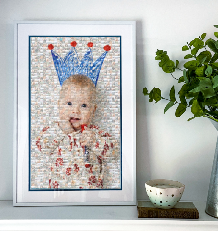 Framed photo mosaic of a baby 