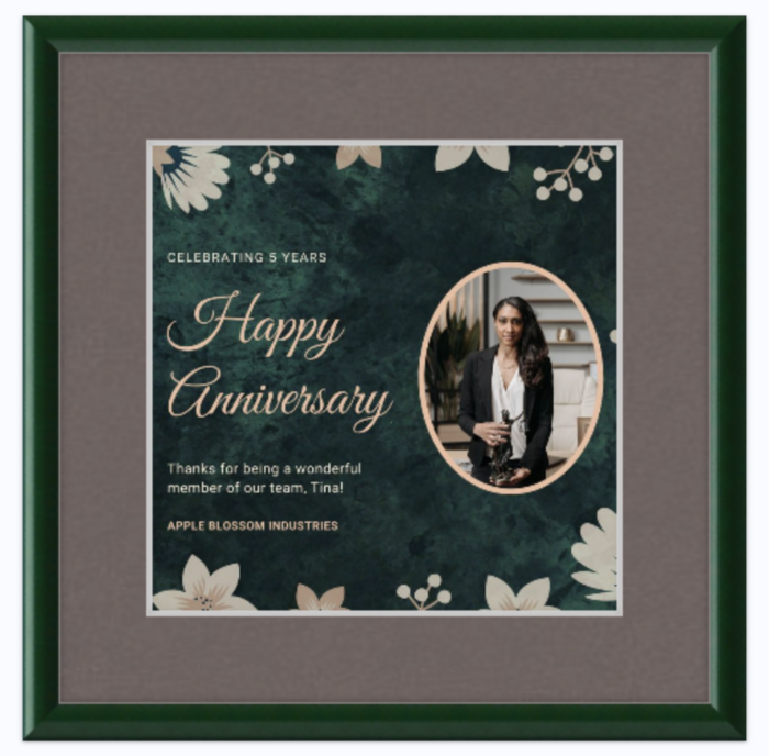 Employee Appreciation Gift Ideas: Framed employee anniversary artwork