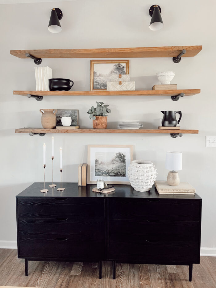 5 Clever Ways To Save Money On Home Decor: Stick to a budget and build your own shelving.