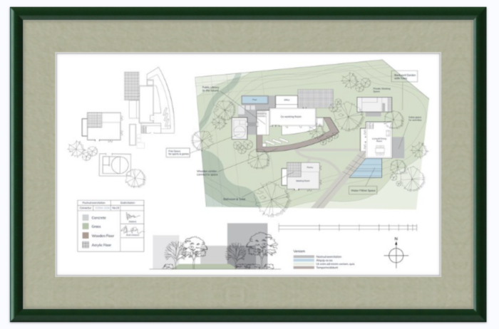 Framed Blueprints & Floor Plans: A framed blueprint 