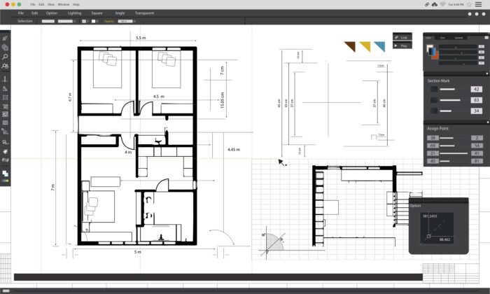 Designing a floor plan on computer software