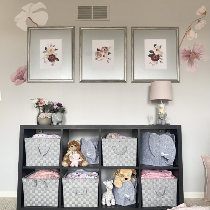 Level Framing: A little girl's bedroom with floral images in frames