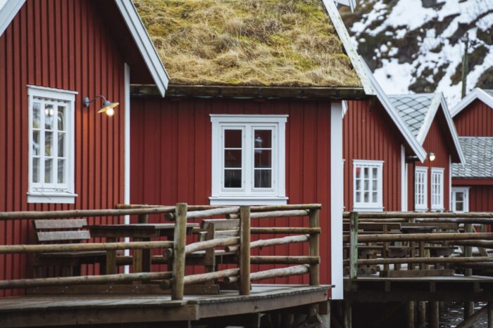 Architecture photography or Real estate pictures of small red houses