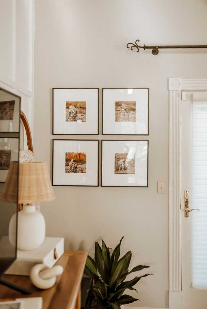 Framing Materials Matter: Grid style photo gallery wall