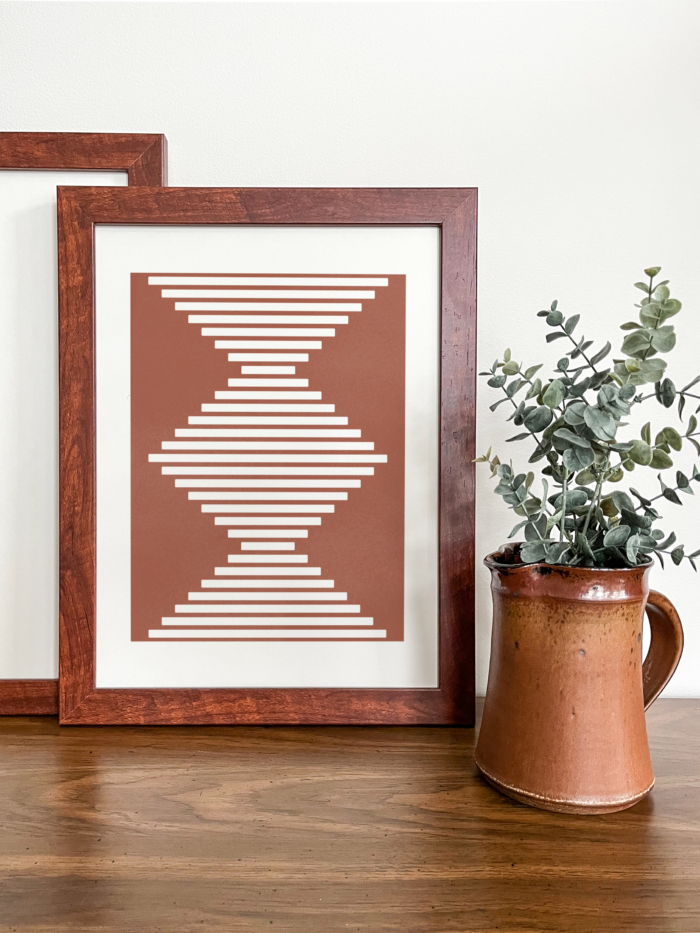 A framed geometric art print 