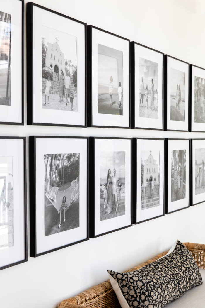 A hallway with a horizontal frame pattern