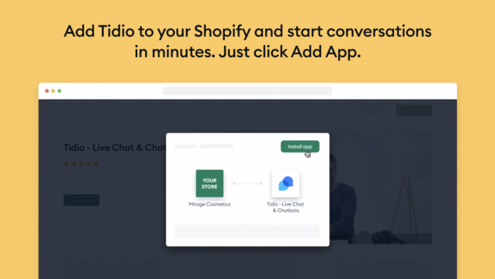 Tidio Live chat Shopify app screenshot