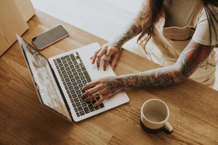 Corporate branding: A woman using her computer 