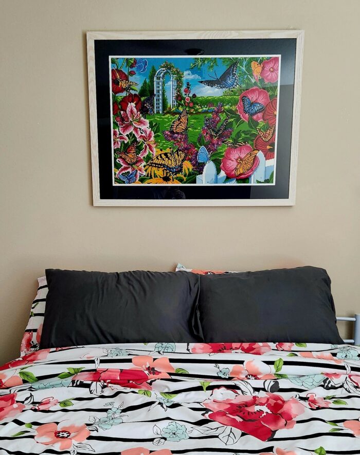 Diamond Painting Framing: A butterfly garden piece