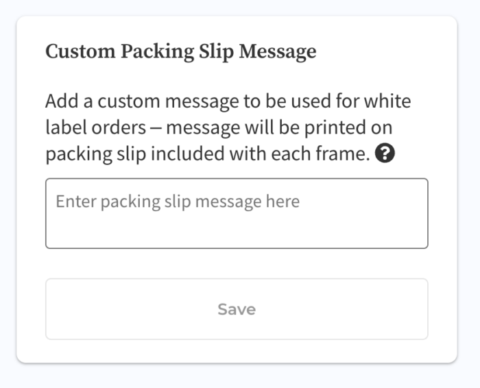 custom packing slip message