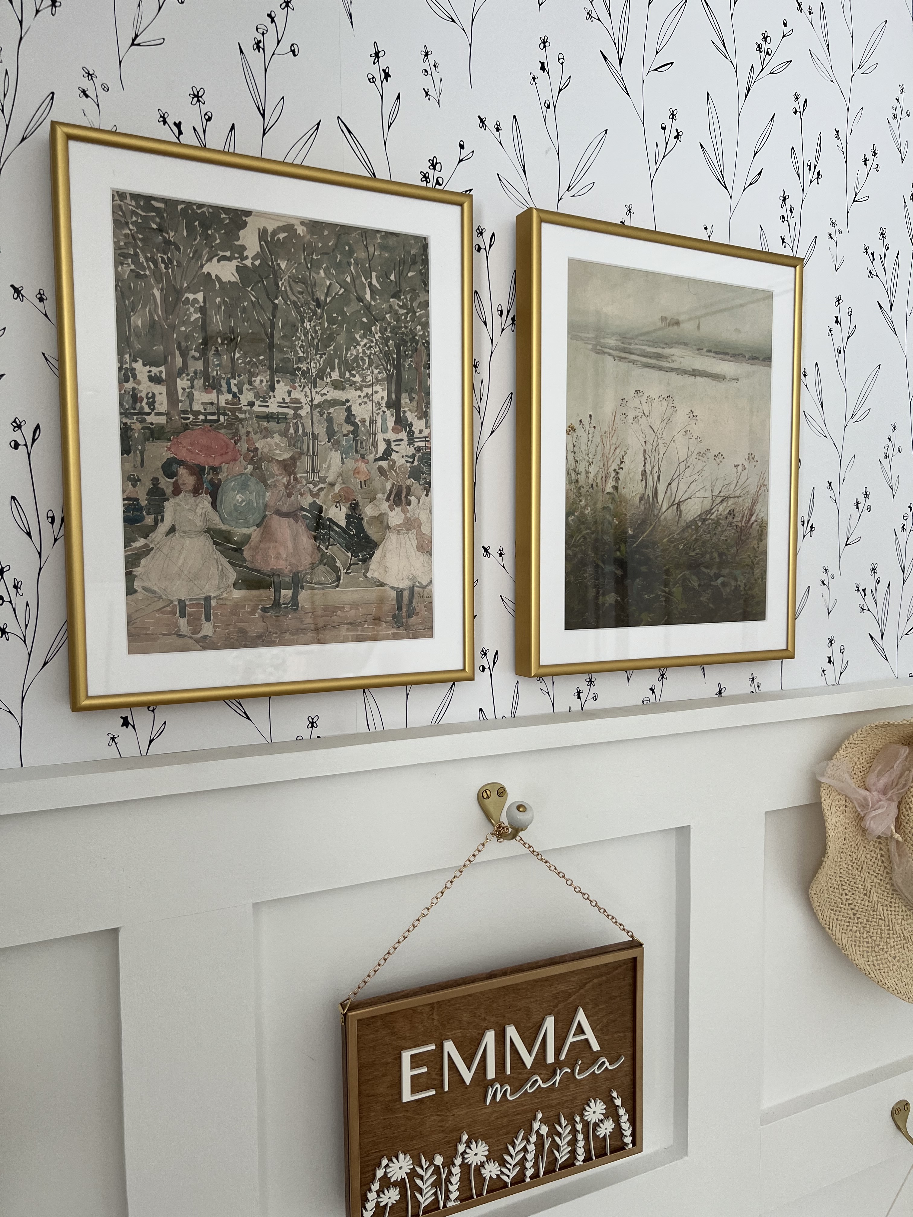 Genius Airbnb Design Tips: Framed art with wallpaper