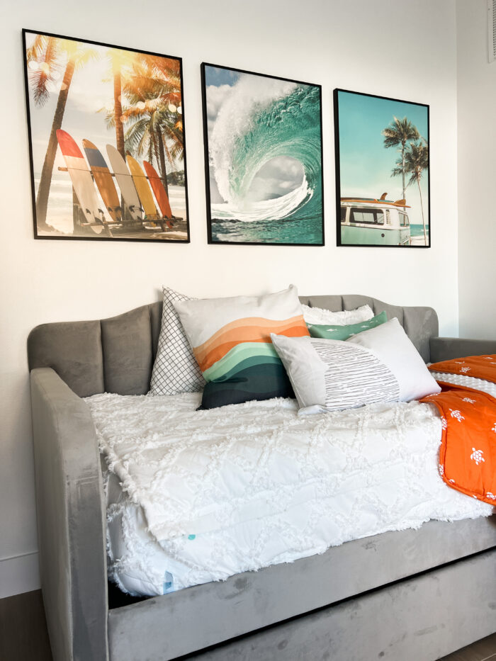 Big picture frames with big wall art featuring the beach 