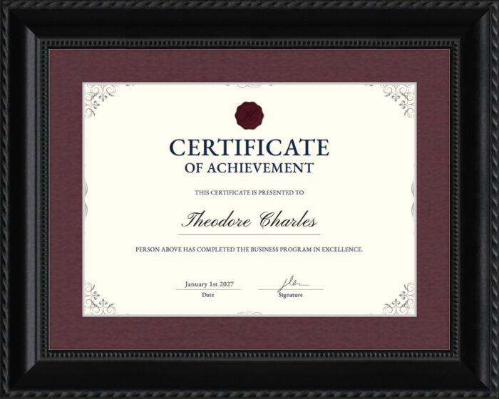 Certificate Frames 101: Ornate framed certificate
