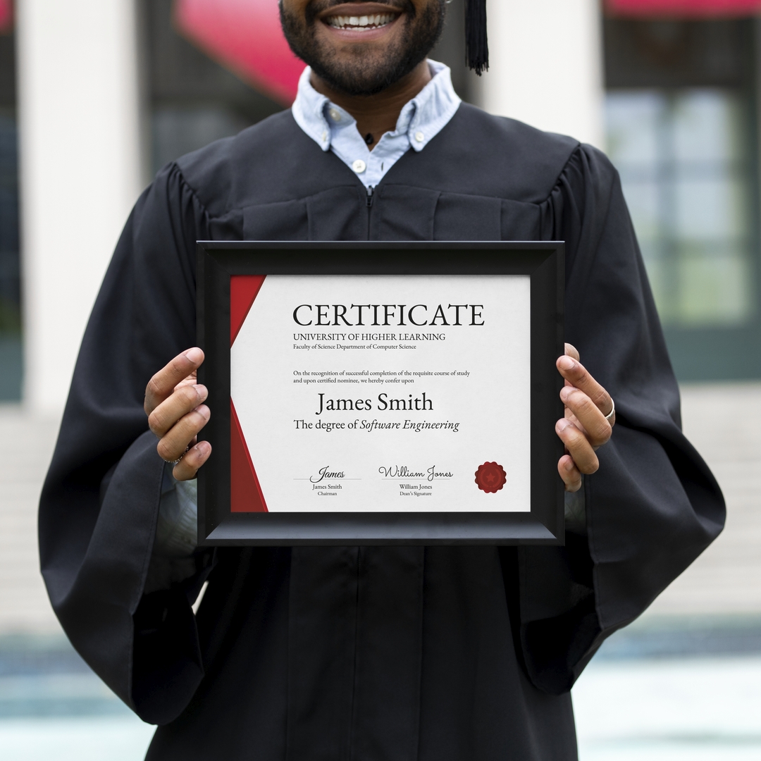 Certificate Frames 101: A man holding a framed certificate 