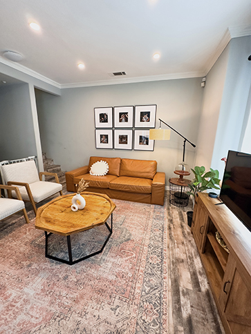 The Power of Custom Framing VS. Big Box Solutions: Living room gallery grid wall