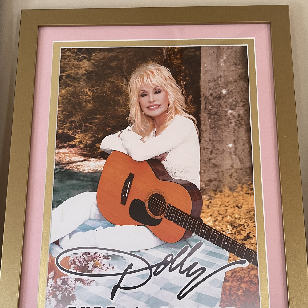 Concert Posters & Band Posters: A Dolly Parton poster framed with double matting