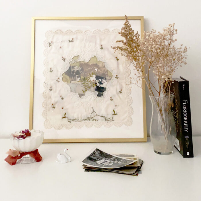 Frames for Artwork: A delicate lace artwork in a gold frame