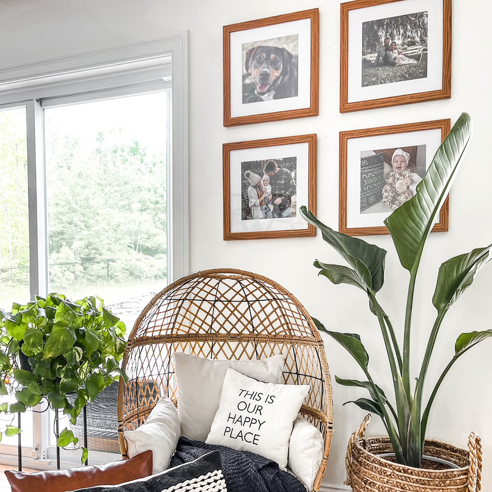 Eco-Friendly Decor Tips: A 2x2 framed grid gallery wall. 