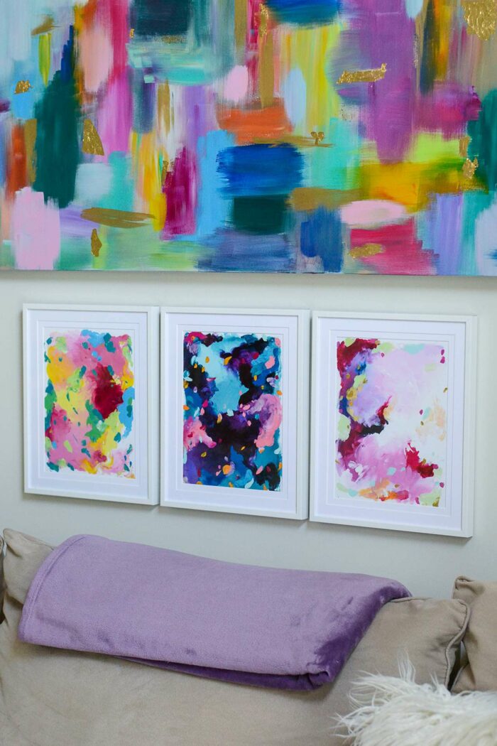 Frames for Artwork: Framed colorful impressionist artworks.