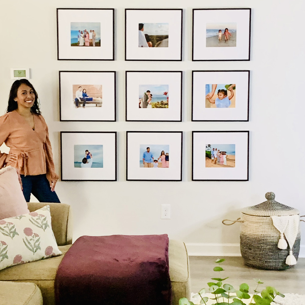 Family Picture Ideas: a 3x3 grid gallery wall.