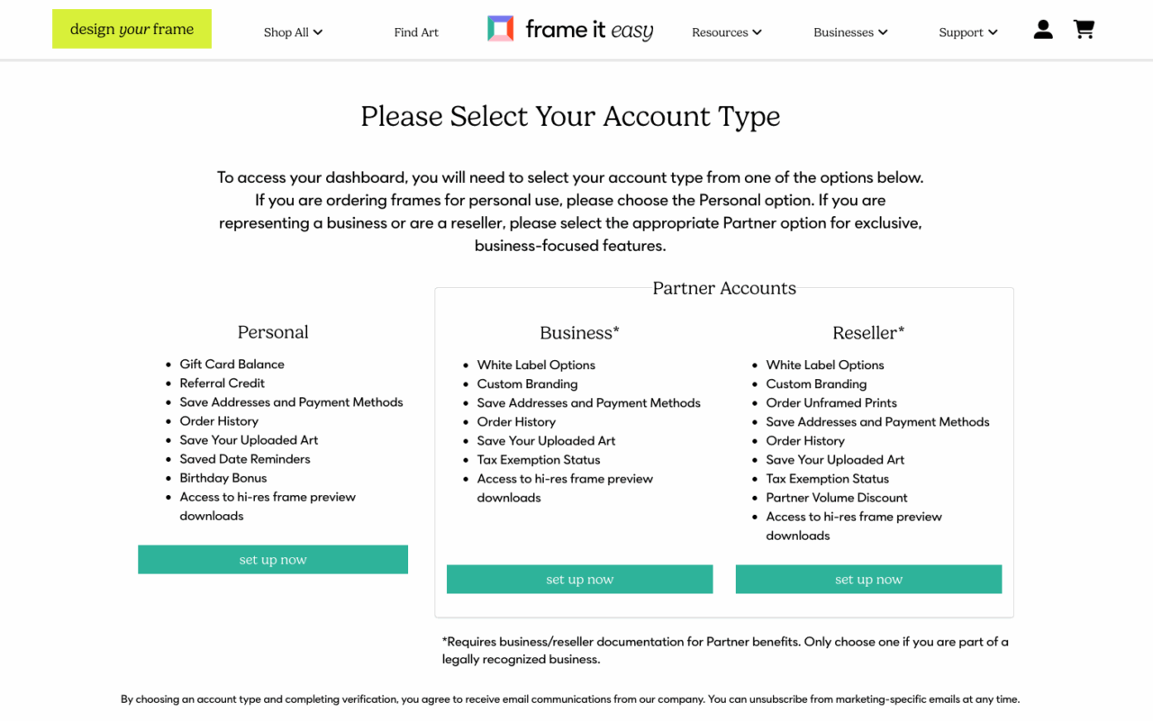 Creating A Frame It Easy Customer Account: Enjoy Benefits & Savings 13 frame it easy account types