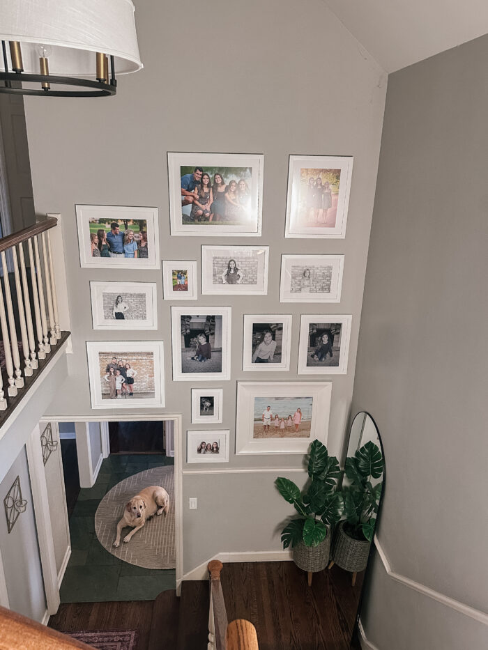 gallery wall with white frames