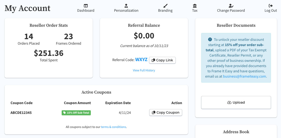 Frame It Easy Reseller Account