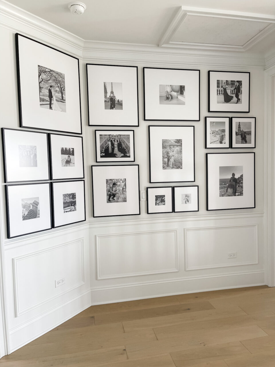 black and white photos with black frames