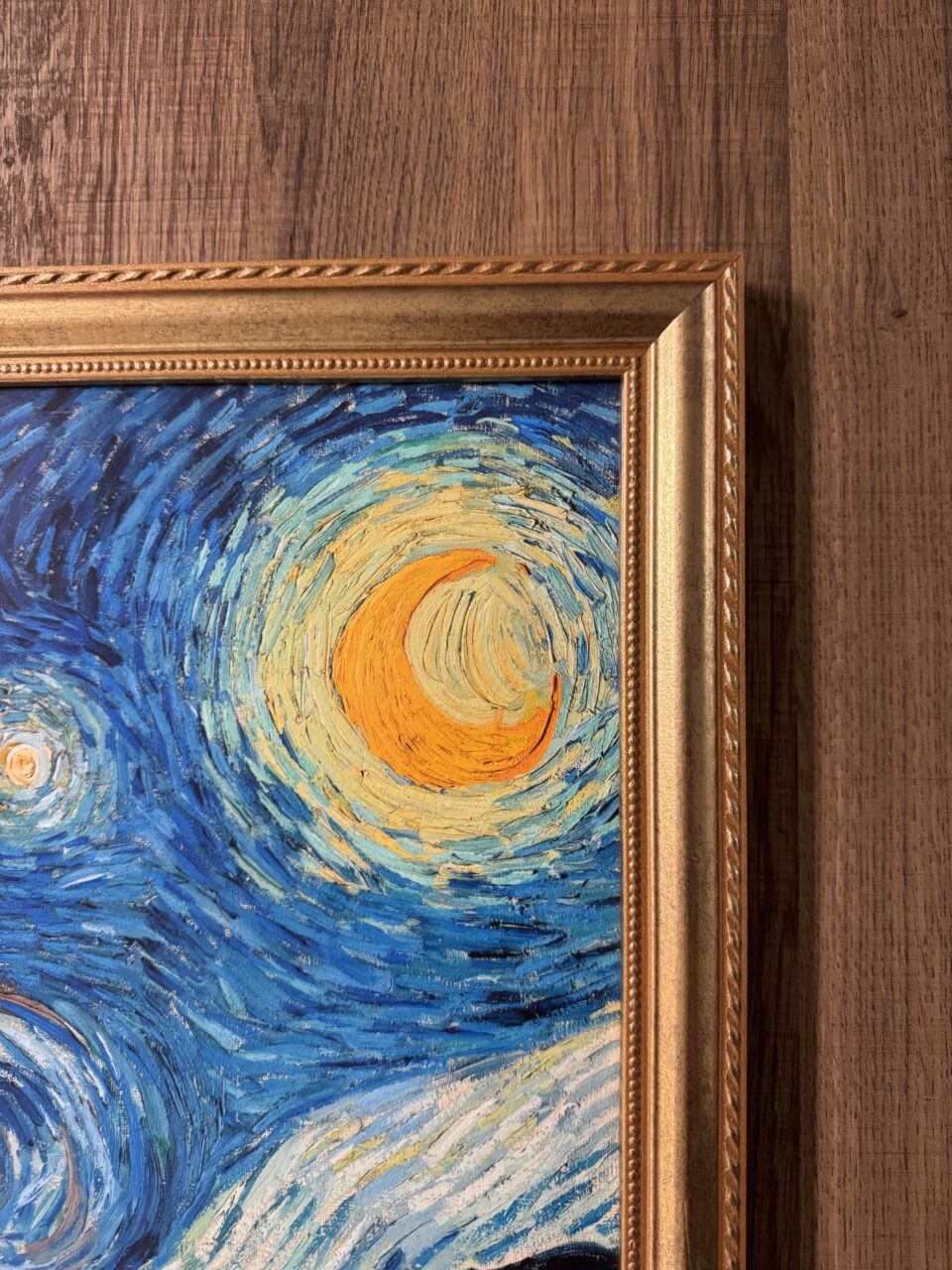 Giclée print of Vincent Van Gough's Starry Night, framed with Granby in Gold