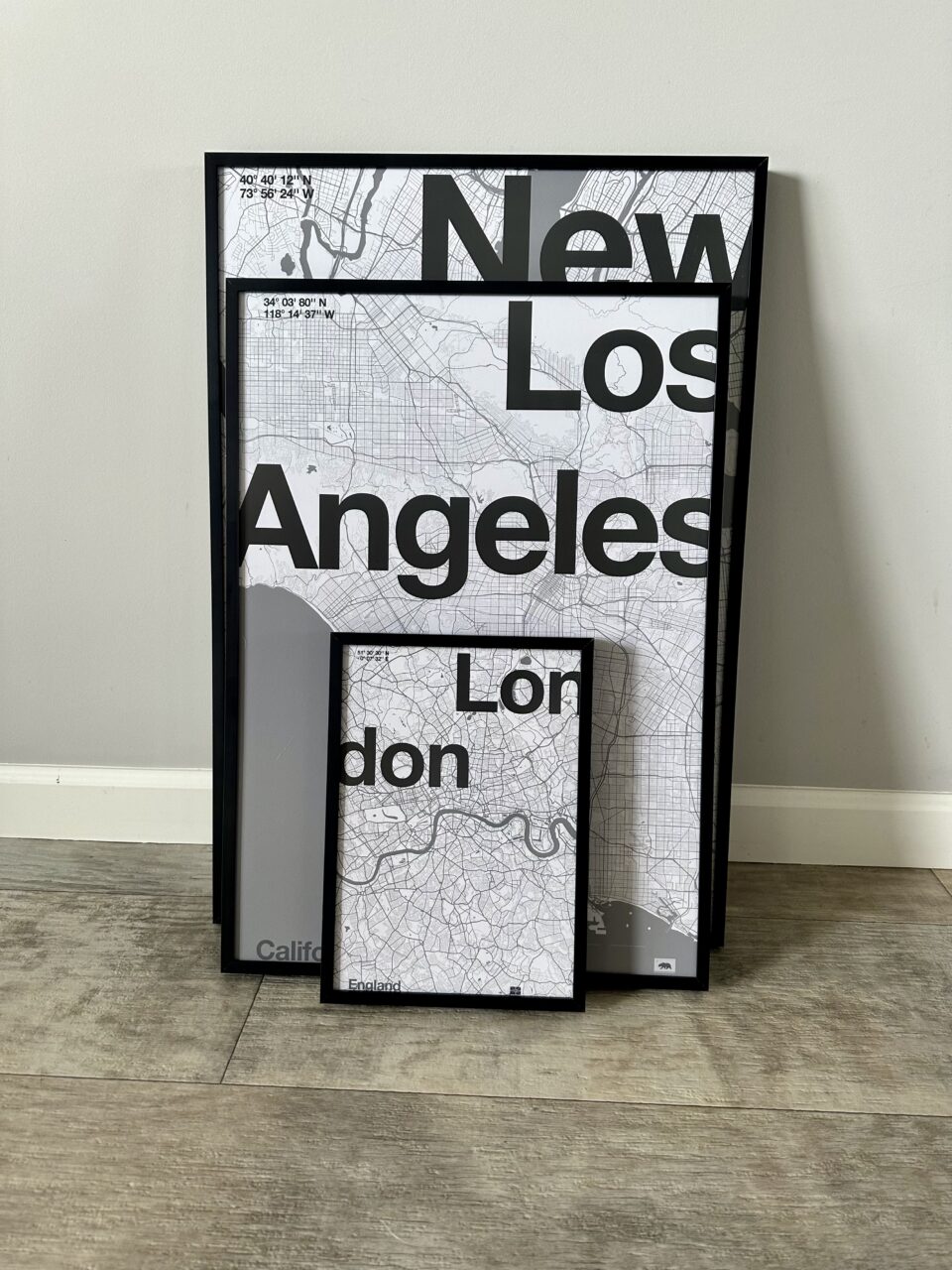 maps framed in three sizes
