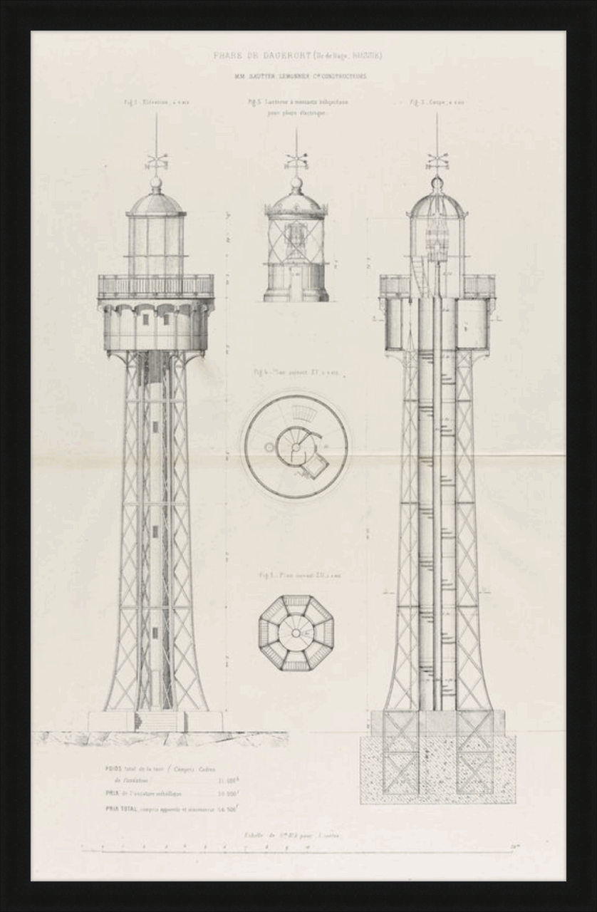 Framed Lighthouse Blueprint