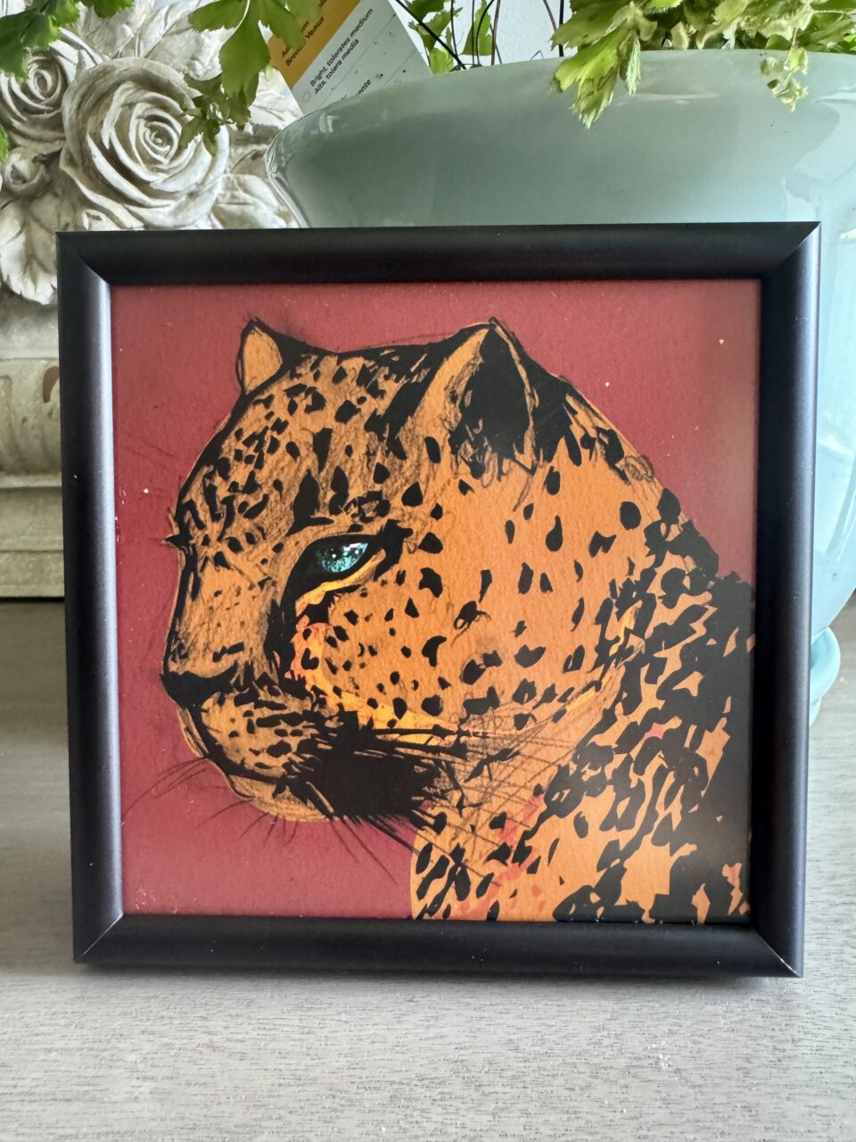 Art Print Gift Ideas: Unique Gifts From Our Marketplace 1 small art print of a leopard with black metal picture frame